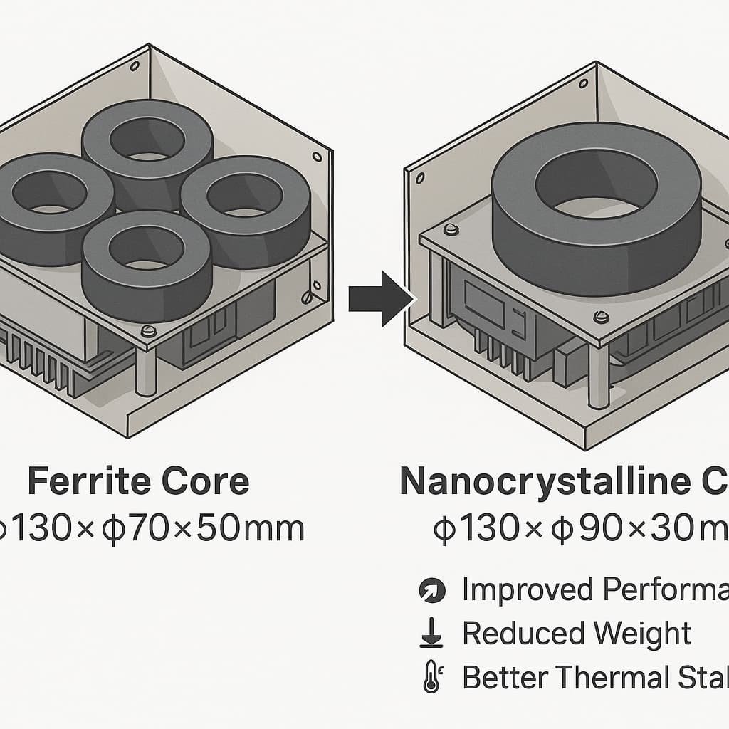 What is the diference between ferrite core and nanocrystaline core?